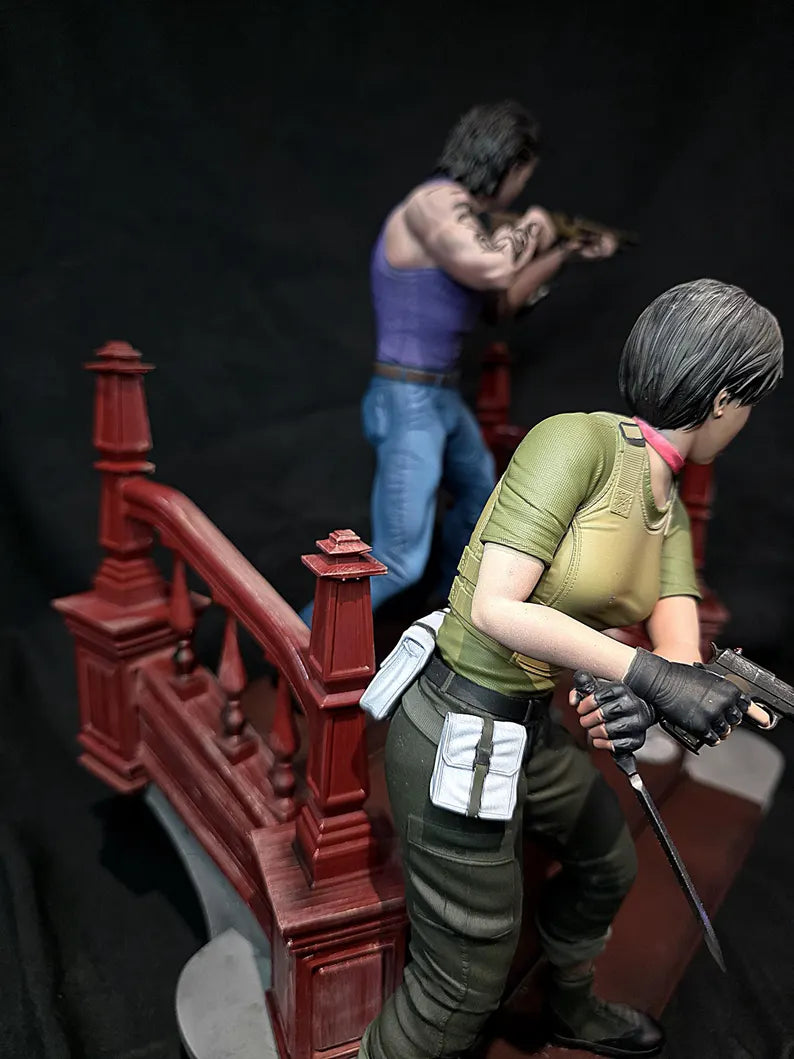 1/6 Resident Evil Zero Billy & Rebecca Premium Statue and base